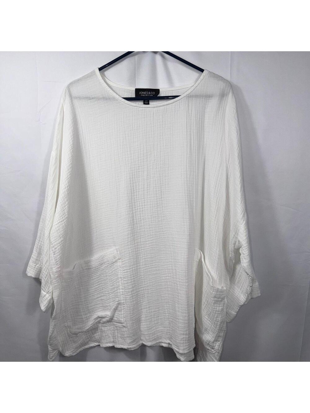 Jones & Co White Gauze Oversized Tunic Top 2X